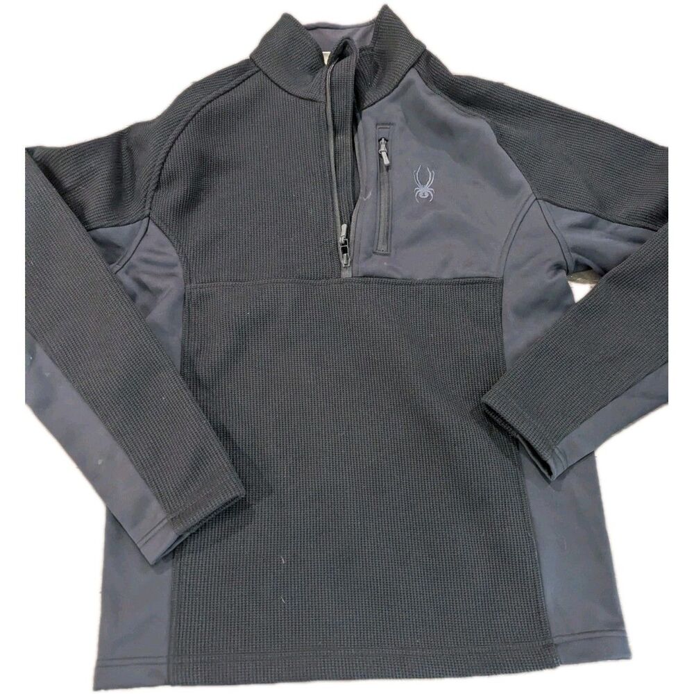 Spyder Men's Half Zip Sweater Gait Knit‎ Pullover Jacket BLACK Sz Medium